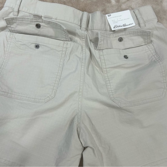 Eddie Bauer Adventure Ripstop Shorts Womens sz  8P Beige Hiking Outdoor new walk - Picture 15 of 16